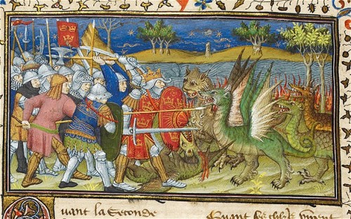 Alexander fighting dragons, Le livre et la vraye hystoire du bon roy Alixandre, Paris, c. 1420–25